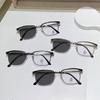 Unisex Advanced Business Metal Frame Photochromic Myopia Glasses Blue Light Blocking Near Sight Eyeglasses Diopter 0 To -4.0