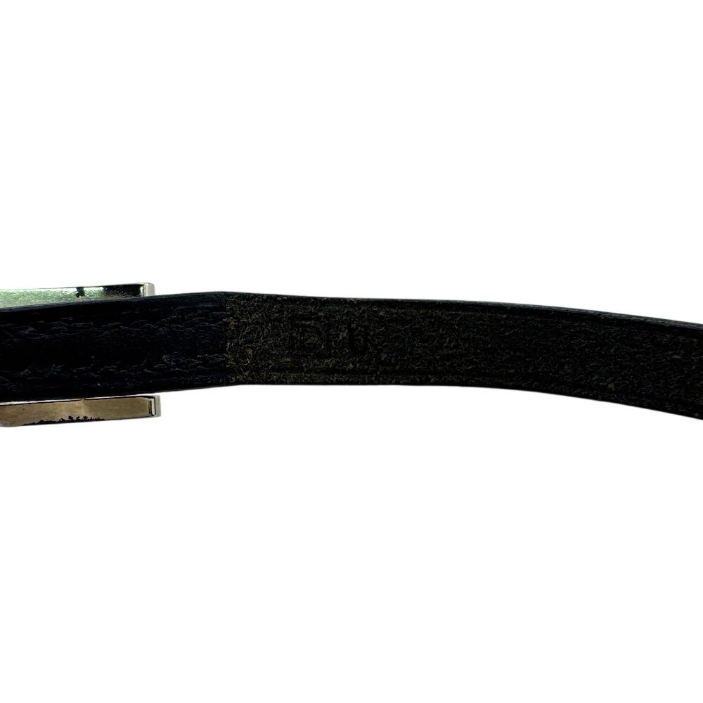 HERMES Bangle HMetal leather Bapi bracelet black leather Used