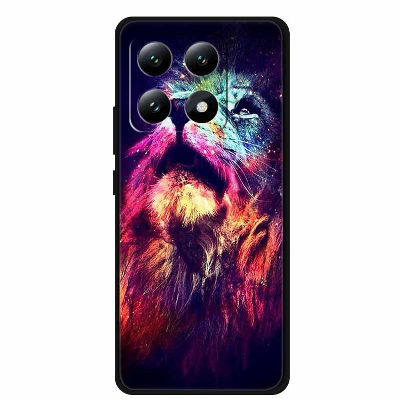 For Xiaomi 15T 5G Case Soft Silicone Black Phone Cover for Xiaomi 15T Pro 5G Cartoon Wolf Lion Bumper Dustproof Coque for Mi 15T