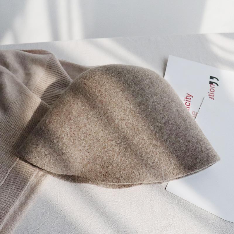 Chapéu balde de lã australiana feminino outono e inverno luxo leve sensação de alta qualidade mostra o rosto chapéu balde pequeno vento frio chapéu quente britânico