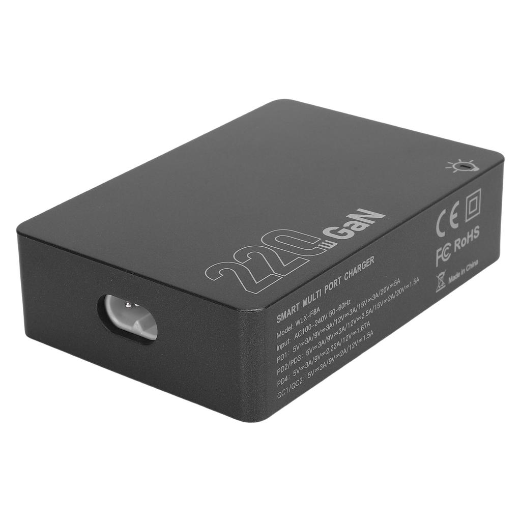 220W USB C Fast Charging Station GaN High Efficiency Portable USB C Charging Hub for PD 100W Laptop US Plug