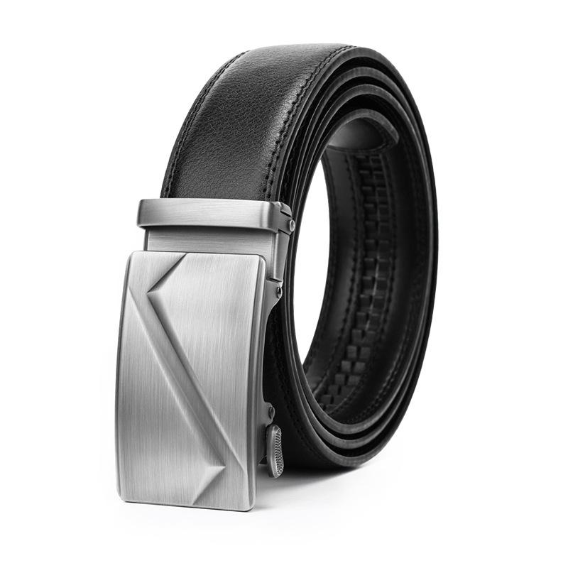 

Мужской ремень Мужской кожаный ремень с автоматической пряжкой из коровьей кожи Универсальный мужской повседневный деловой ремень 110cm