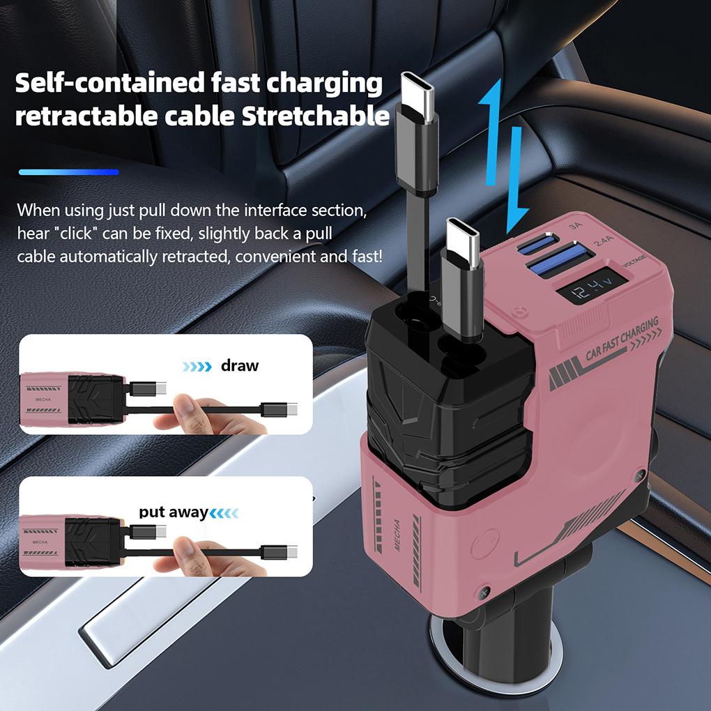 ABS Super Fast Car Charger With Dual Type-C Interfaces And Intelligent Chip Car Charger Adapter