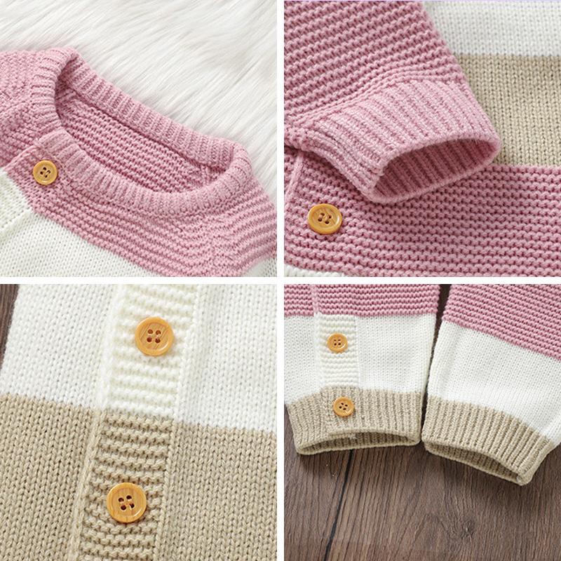 Winter Baby Rompers Clothes Warm Knit Striped Romper Boys Girls Jumpsuits Fall One Pieces Autumn Infant Unisex Playsuits