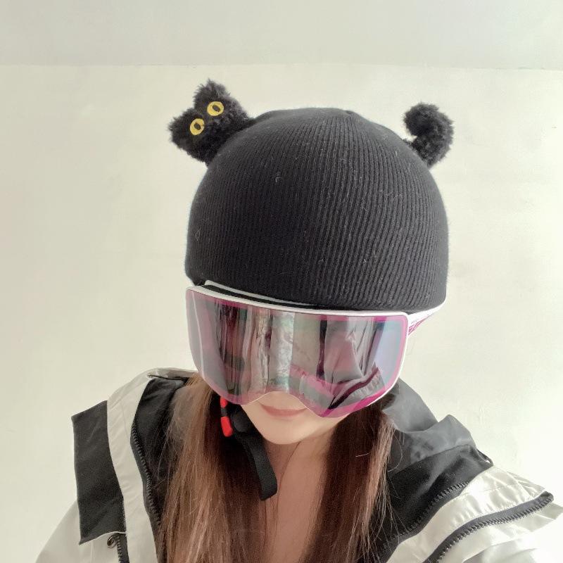 

Ski Helmet Cover Cute Cartoon Cat s Ears (Steamed Cat-ear Shaped Bread) Single and Double Board Battery Helmet Cover