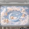 2D Cute Plush Bear Crescent Moon Cloud Photography Backdrop Banner