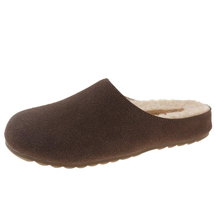 [Youshilai] Round Head Retro Simple One-pedal Women's Winter 2025 New Muffin Casual Versatile Cotton Mop