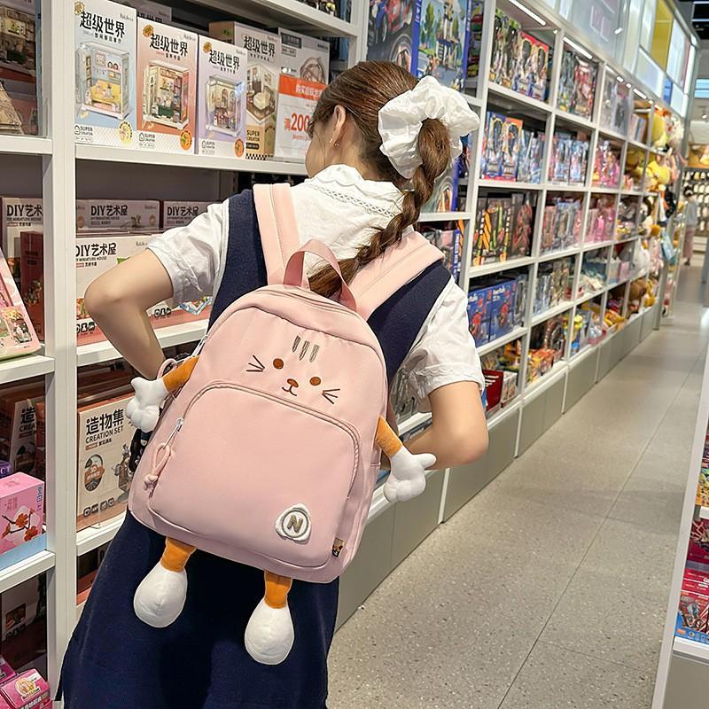 Cute Cartoon Kitten Backpack Girl's Heart Preppy Style Sweet Schoolbag Large Capacity All-matching Student Travel