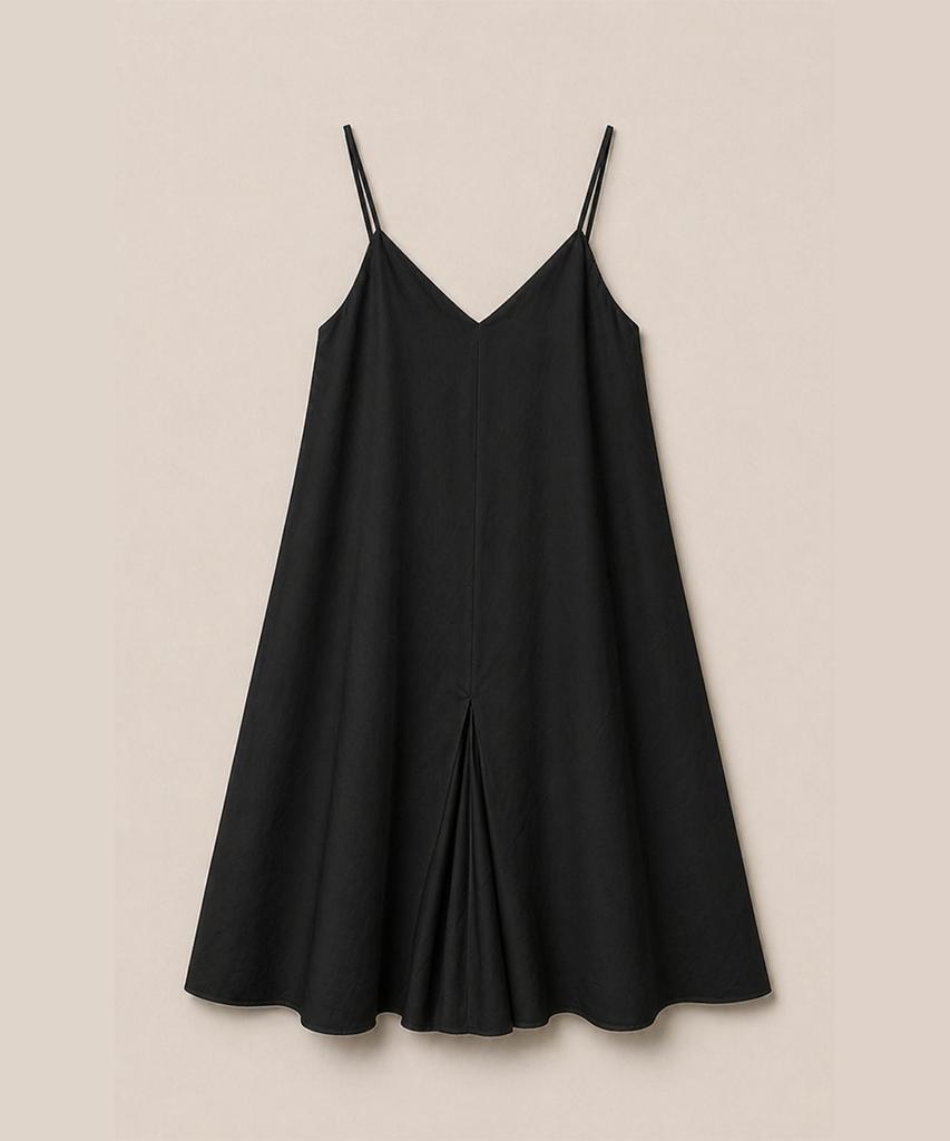 320SHOWROOM Cotton V-Neck Pocket Slip Dress Black