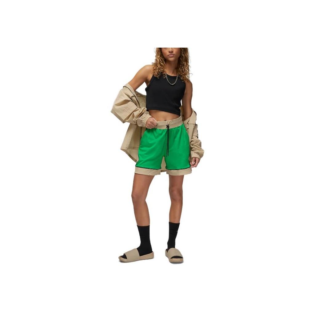 Jordan Color Block Logo High Waist Drawstring Pocket Shorts Women Shorts Green DZ3352-310