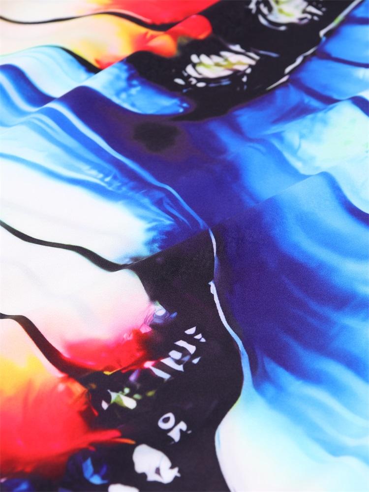 EDOLYNSA 2024 Plus Size Colorful Butterfly Printed Hand-knit V Neck Casual Kaftan Women House Dress Summer Beachwear Swimsuit Cover Up Q1634