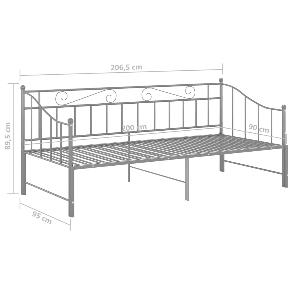 Ausziehbarer Schlafsofa-Rahmen Graues Metall 90 x 200 cm