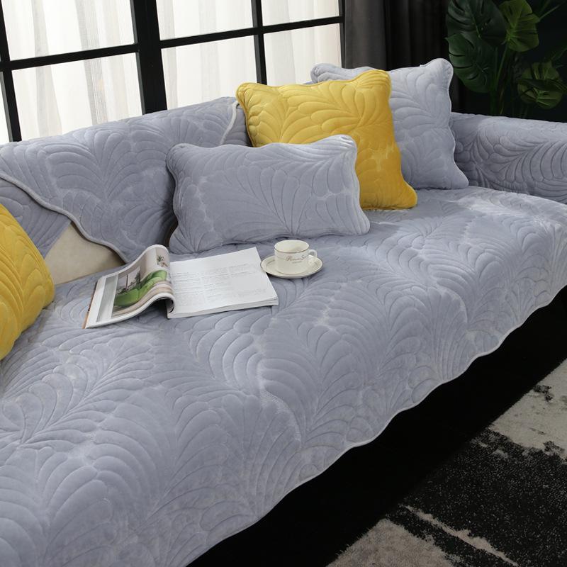 Sofa Cushion Plush Non-Slip Simple Modern Entry Lux Style Leather Cushion Thickened Four Seasons Fleece-lined Sofa Cover Thickened