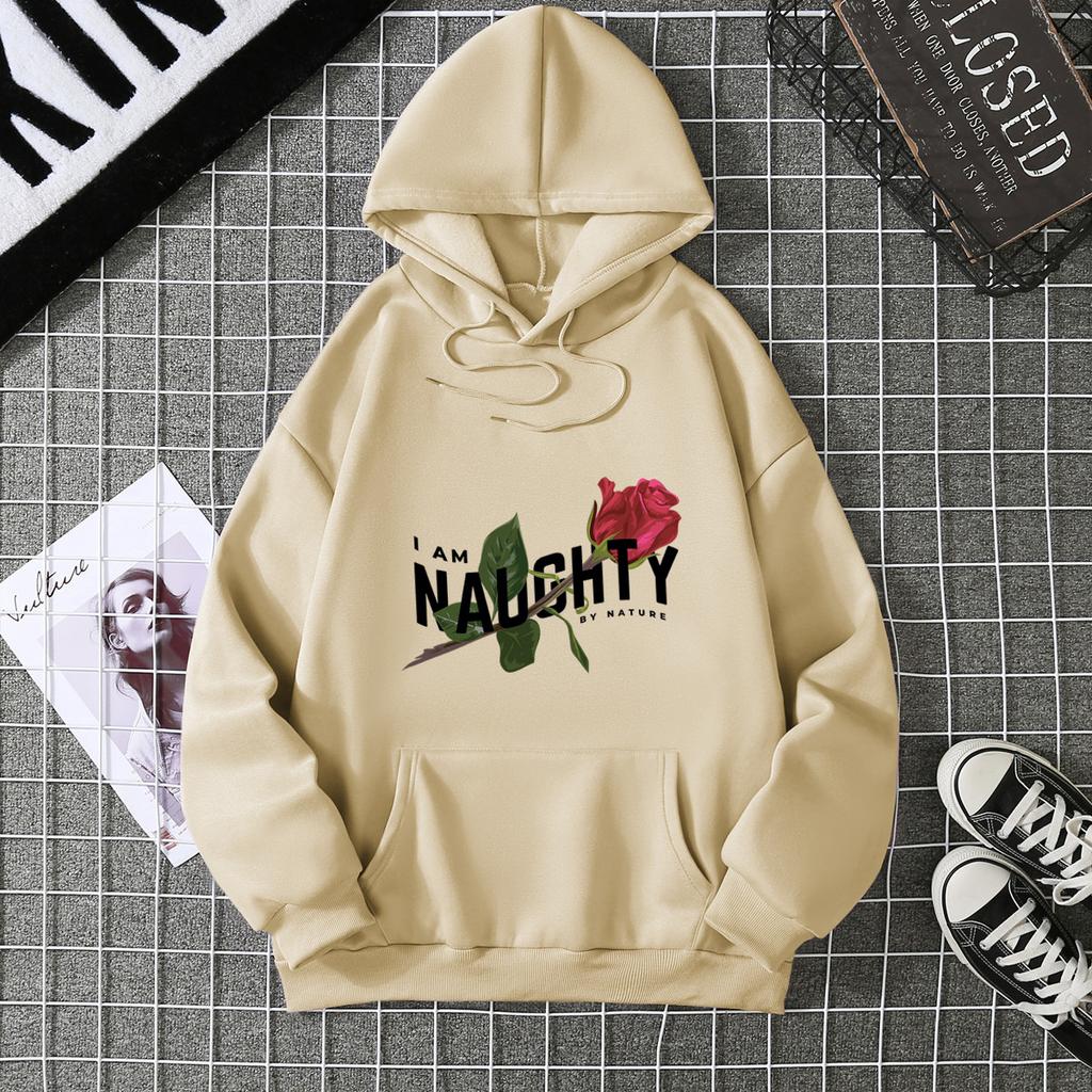 Women's Real Shot American Plant-printed Sweater Hooded Autumn and Winter New Men's and Women's Models