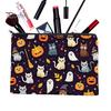 Versatile Zippered Storage Bag Halloween Bag, with Pumpkin Ghost Print, Durable Canvas Stationery Large Capacity Makeup Pouch, for Travel And
