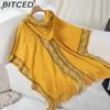 BITCED Fall/Winter Ethnic-Style Knit Hooded Fringe Cape Sweater Shawl Women's Outerwear