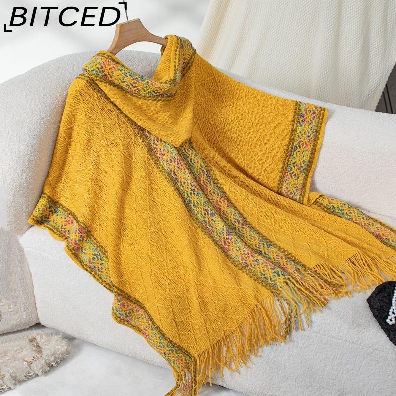 BITCED Fall/Winter Ethnic-Style Knit Hooded Fringe Cape Sweater Shawl Women's Outerwear
