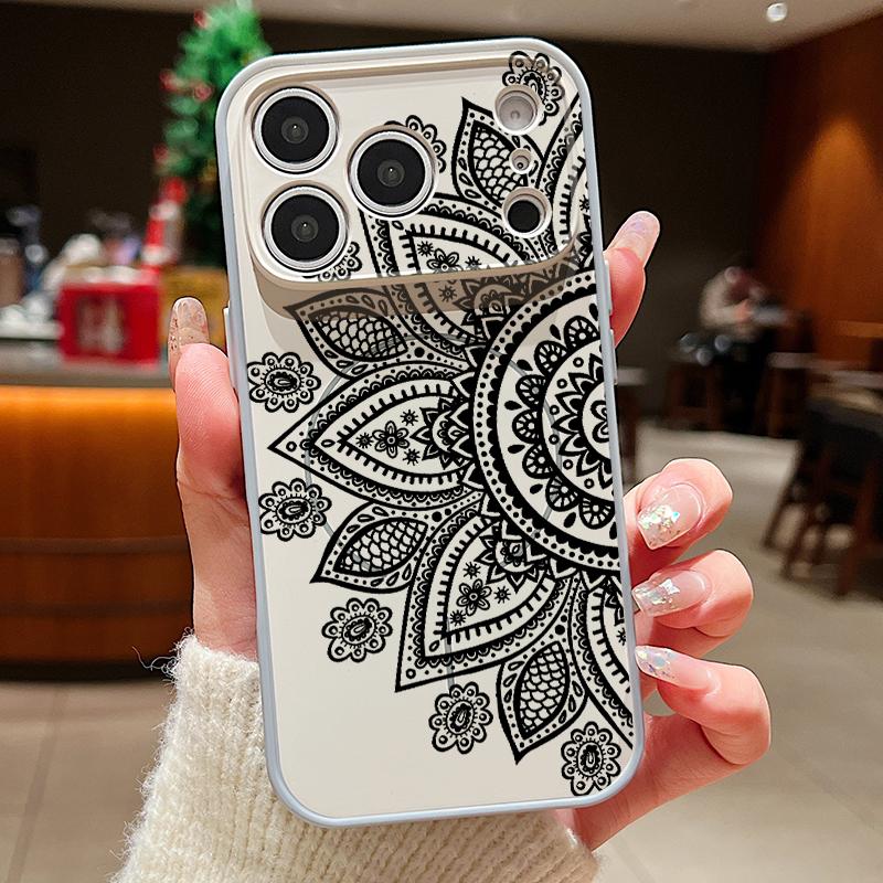 

Retro Mandala Flower Pattern Case For iPhone 17 Pro Max iPhone 16 15 14 13 Pro Max Magnetic For Magsafe Hybrid TPU+PC Matte Cover iPhone 14 сірий
