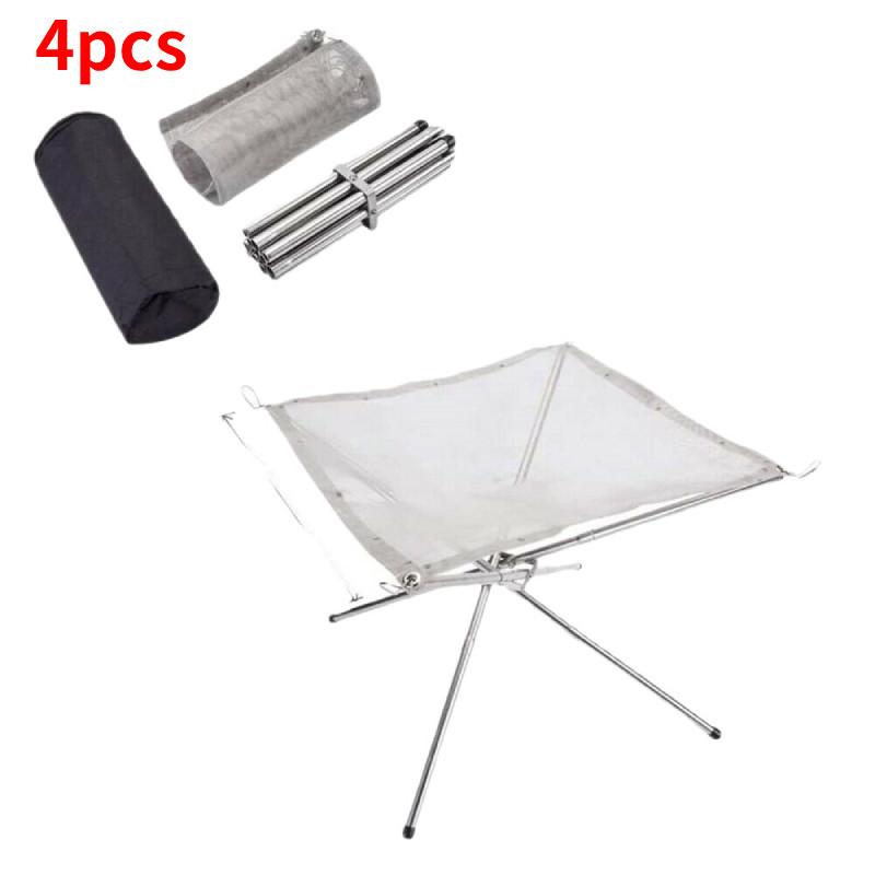 Fire Folding Portable Pit Mesh Bonfire Stand Holder Outdoor Camping Patio Garden