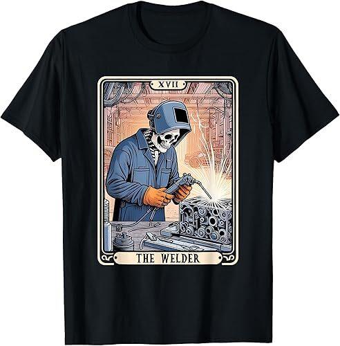

New Limited The Welder Welding Tarot Card Skeleton Funny Metal Worker T-Shirt Unisex T-Shirt L