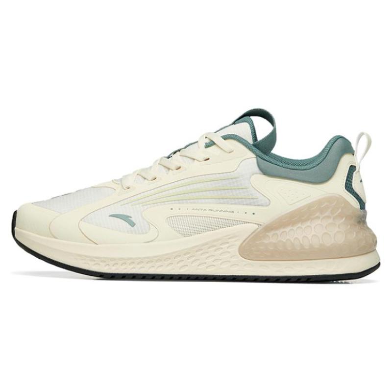 Anta C37+ Slip Resistant Abrasion Resistant Low Top Casual Running Shoes Men's Beige White Green Sneakers 922235537-6