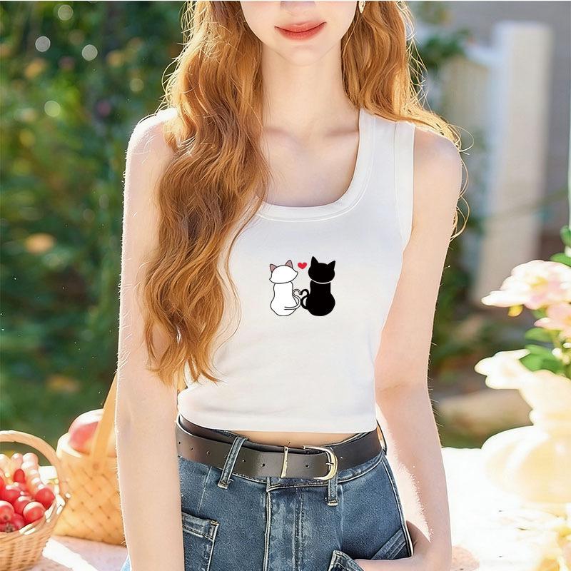 2026 Women's Sexy Letter Print Camisole Top: Short, Versatile Cropped Vest