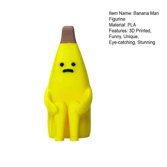 3D Printed Banana Man Figurine Funny Disappointed Banana Sculpture for Home Office Living Room Desktop Decor