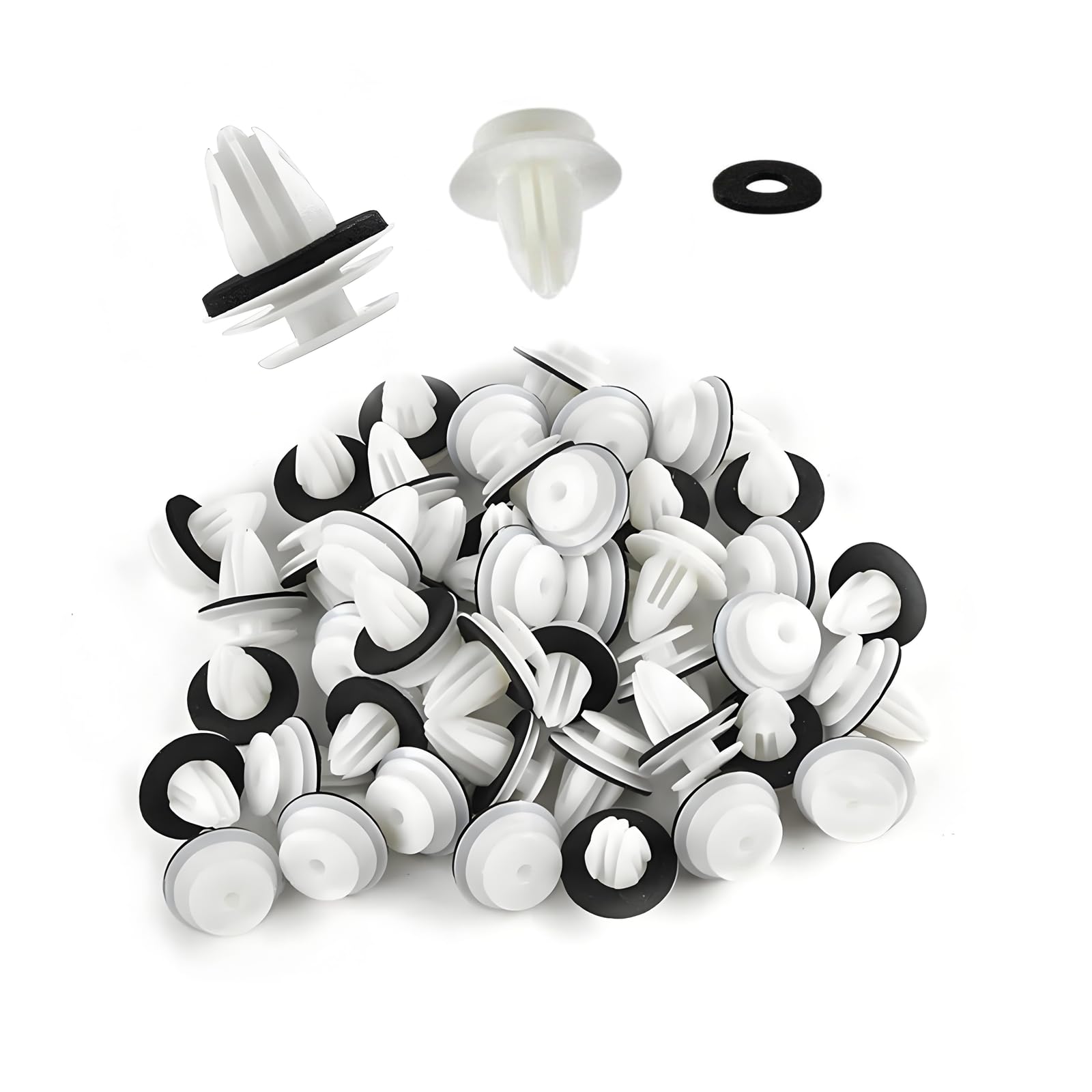 

80 шт. Клипсы-пистоны для автомобиля Пистоны Перетяжка салона Ткань Материалы для интерьера Автомобильные Black and white solid белый