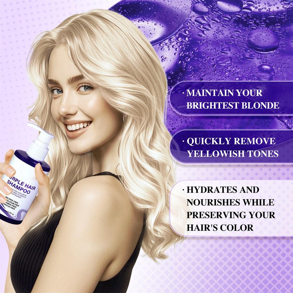 Shampooing violet nourrissant et adoucissant pour cheveux décolorés