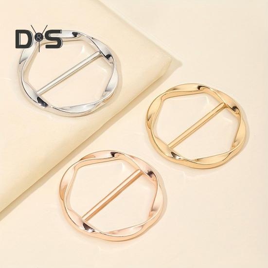 1 Pc/3 Pcs Women Scarf Ring Zinc Alloy Shirt Clips Twist Tee Knot Ring T-Shirt Ties Dress Clips Clothing Tightening Clip for Shirt Scarf Dress