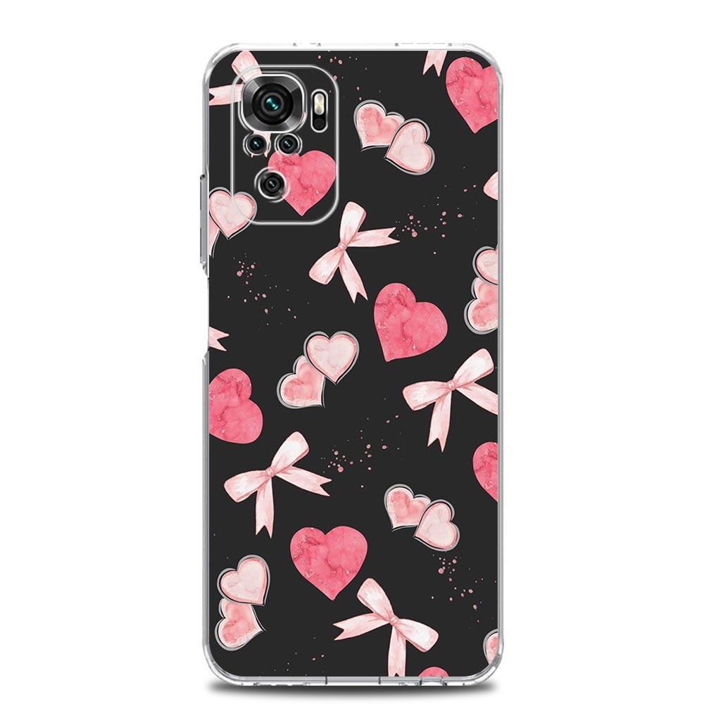 Phone Case For Xiaomi Redmi Note 15 14 13 12 4G 10 11 Pro Plus 5G 14C 13C 12C 10C Clear Soft TPU Cover Cute Pink Heart Bow