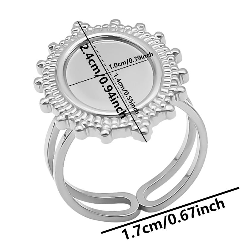 Fashion DIY Drip Oil Rhinestone Round Oval Water Droplets Blank Settings Open Adjustable Stainless Steel Ring For Women Men Gift
