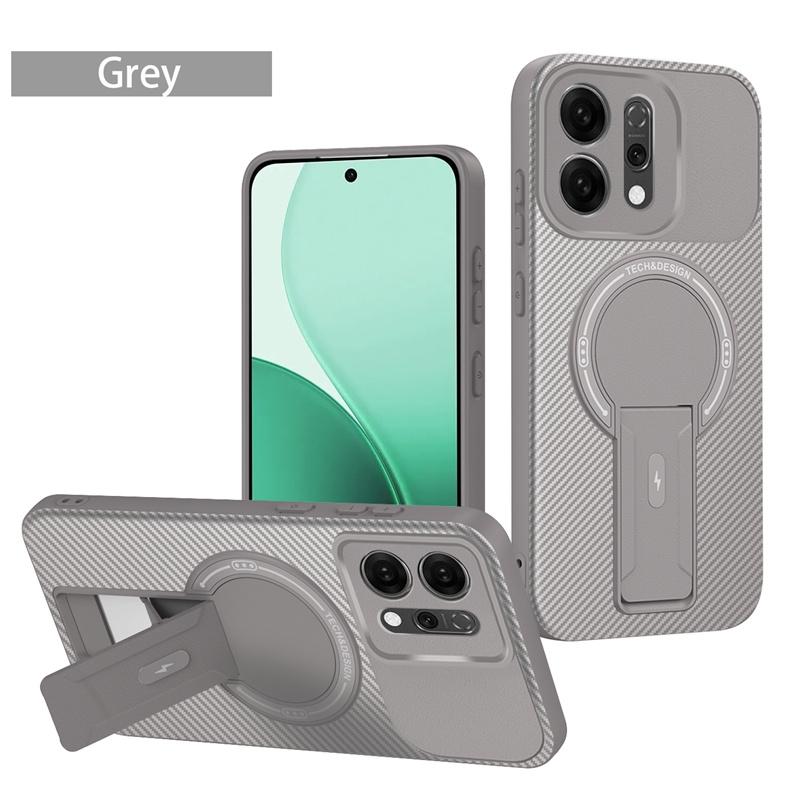 Carbon Fiber Pattern Armor Case For OPPO Reno 14 Pro Reno14 5G Cover Magnetic Wireless Chraging Fold Stand Shell Fundas