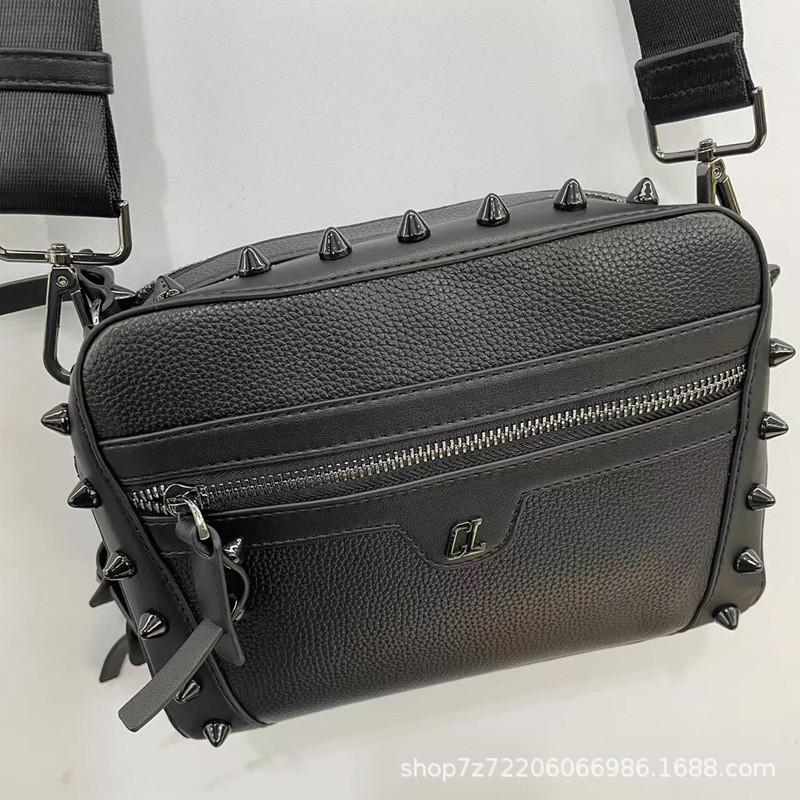 Unisex Faux Leather Shoulder Crossbody Bag Rivet Detail Daily Use