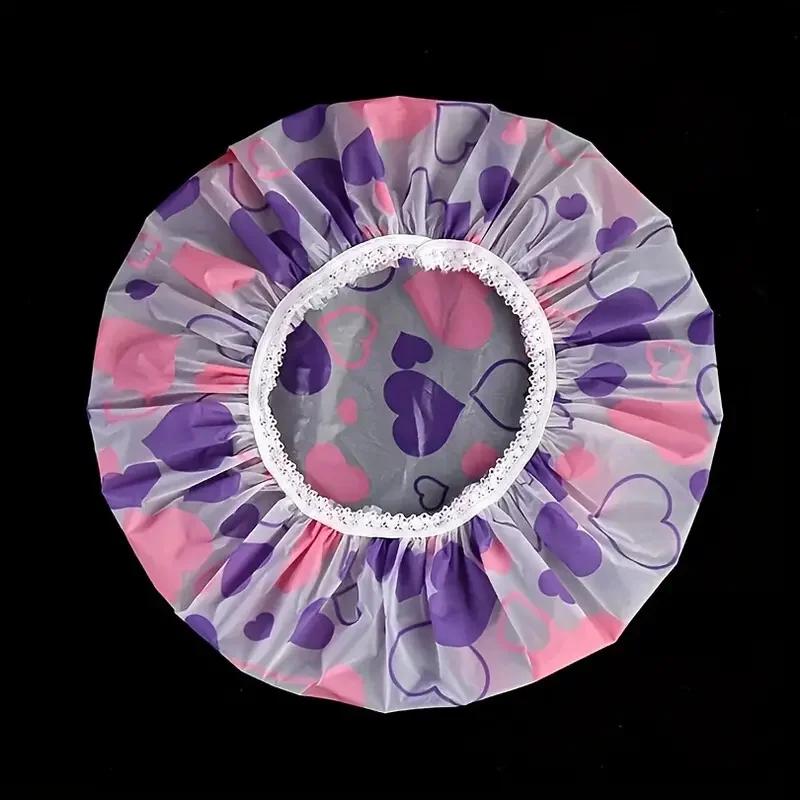 

Регулируемые Пестрые Шапочки для Душа, Водонепроницаемые и Многоразовые с Эластичной Резинкой для Женщин, Салона Красоты, Ванной Комнаты