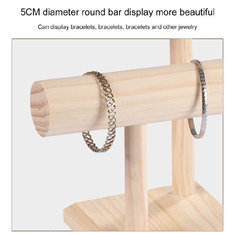 Stylish Wood T Bar Jewelry Holder Elegant Wood Jewelry Display Rack Storage Organizers for Bangles and Watches