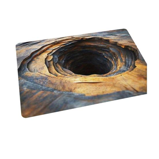 3D Hole Floor Rug Optical Illusion Floor Mat Realistic Bottomless Pit Doormat Non-Slip Bathroom Rug