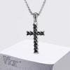 Vnox Men Black Zircon Cross Pendant Necklace, Stainless Steel 60cm Box Chain Punk Choker Hip Hop Jewelry Gift for Him