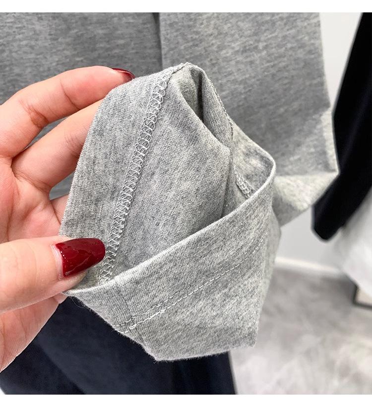 Women's Off-Shoulder Black Cotton Long-Sleeve T-Shirt, 2025 Spring/Autumn/Winter Collection