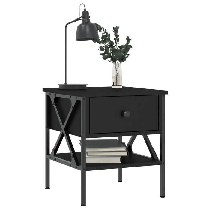 Table de chevet - Maison Exclusive - Noir - Bois d'ingénierie - 40x42x45 cm