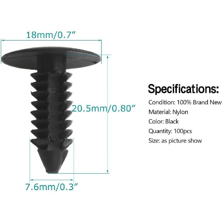 100 Pcs Auto Car Fender & Bumper Shield Fastener Clips For GM #1605396, 1595864; Chrysler 6030441; Ford 388577S, W705589-S300
