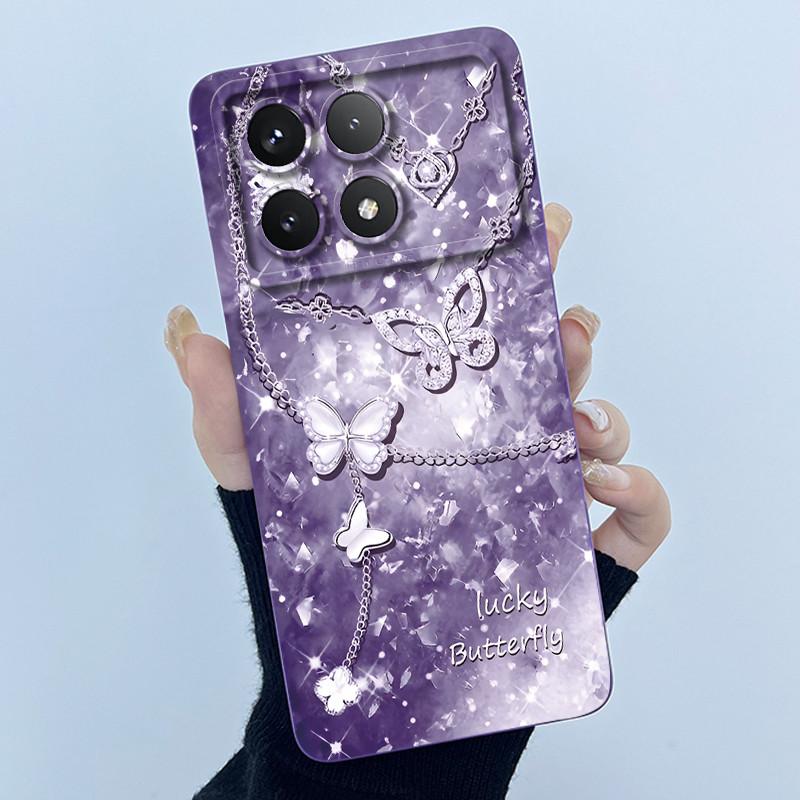 For Xiaomi Poco X6 Pro 5G Case Poco X6Pro Back Cover Fashion Simplicity Floral Soft Liquid Silicone Shell For PocoX6 Pro Fundas