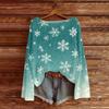 Ladies' Fashionable Casual Long Sleeved Christmas Printed Round Neck Knitted Yarn