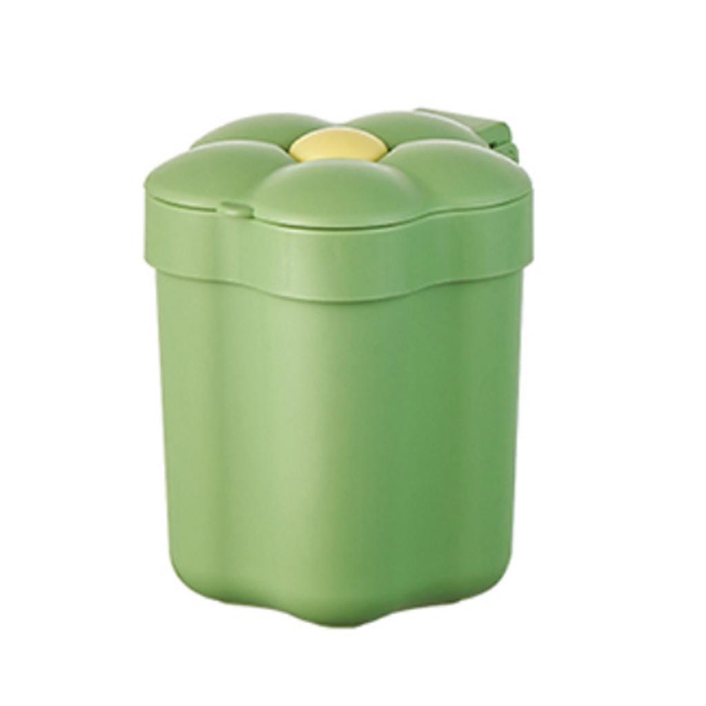 Schreibtischmülleimer Kunststoff Niedlich Blumenförmiger Deckel Multifunktionaler Arbeitsplattenmülleimer Mini