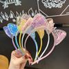 Crown Cat Ear Headbands Sequin Transparent Hair Hoops Creative Quicksand Hair Band  Children