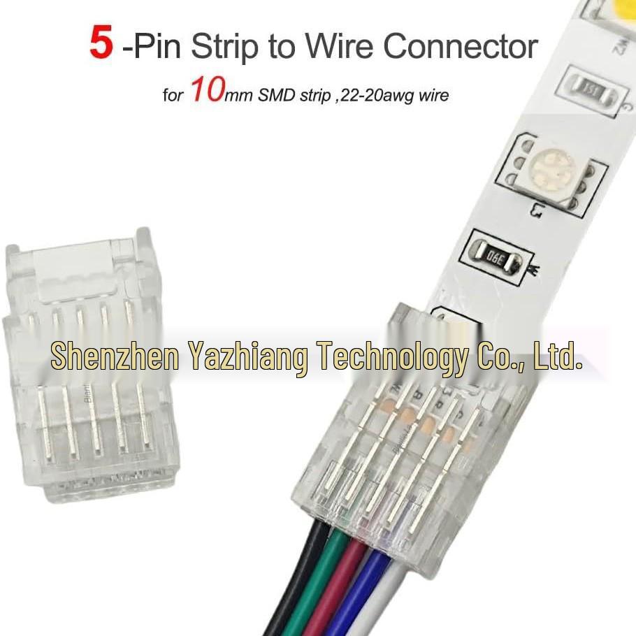 5-Pin RGBW LED Strip Solderless Clip Board for 10/12mm Strips, No Dark Spots, Pack of 10