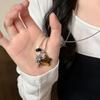 [HS][LA]1Pc Fashion Tiger Eye Stone Pendant Pull-Out Necklace For Women Long Sweater Chain Retro Jewelry Accessories
