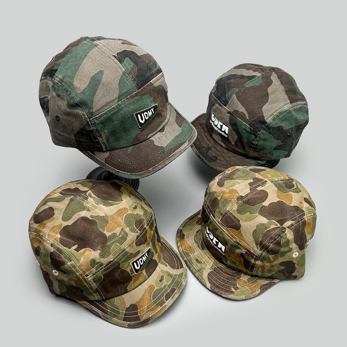 Supermarket Go Women's Green Spring And Summer American Camouflage Letter Embroidery Baseball Cap For Men And Sunshade Short Flat Brim Retro Outdoor Cap 52-60Cm