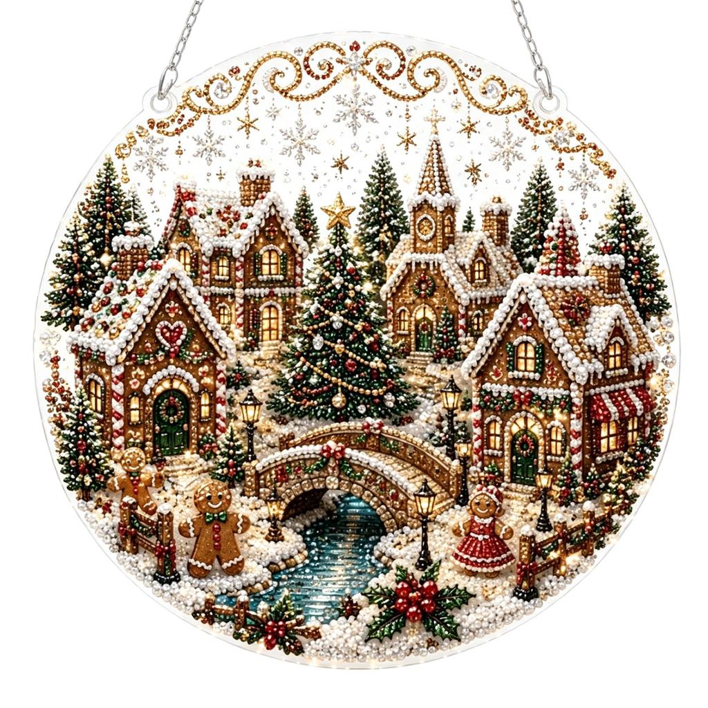 Acrylic Shape Christmas Hanging Ornaments, 2D Flat Decoration for Tree, Home, Party