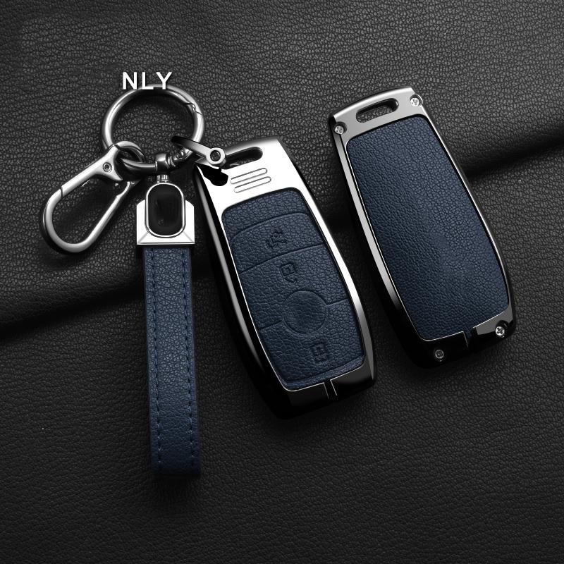 Zinc Alloy Leather Car Key Holder For Mercedes Benz C E S A G Class Glc Cle Cla Glb Gls W177 W205 W213 W222 X167 Amg Key Fob